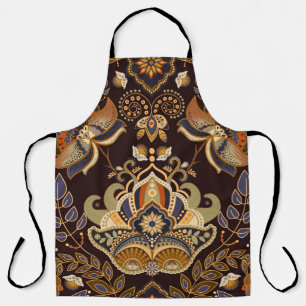 Dark Paisley: Floral Indian Seamless. Apron
