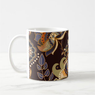Dark Paisley: Floral Indian Seamless. Coffee Mug