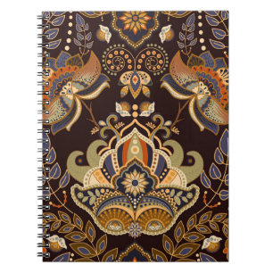 Dark Paisley: Floral Indian Seamless. Notebook