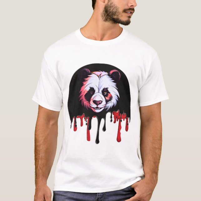  Dark Panda with Dripping Blood T-Shirt (Front)