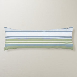 Dark Pastel Blue and Spring Rain Stripes Body Cushion