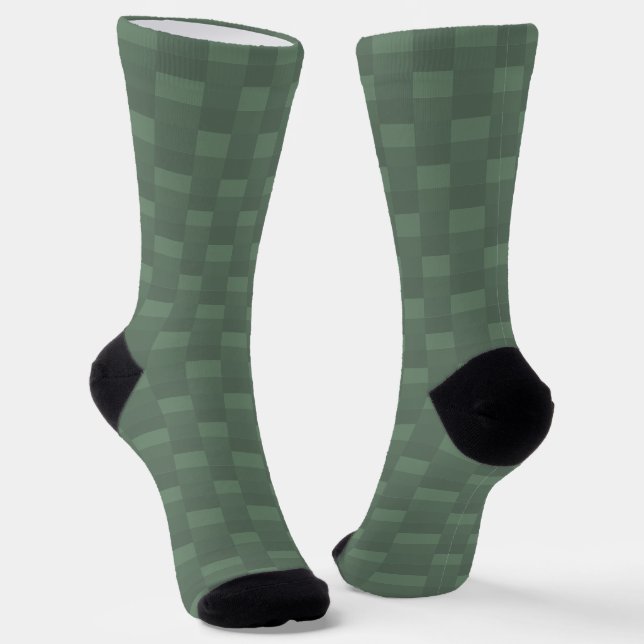 Dark Pastel Green Color Blocks Socks (Angled)