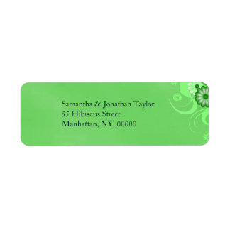 Dark Pastel Green Floral Return Address Labels
