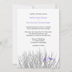 Dark Pastel Purple Elegant Winter Wedding DIY Invi Invitation