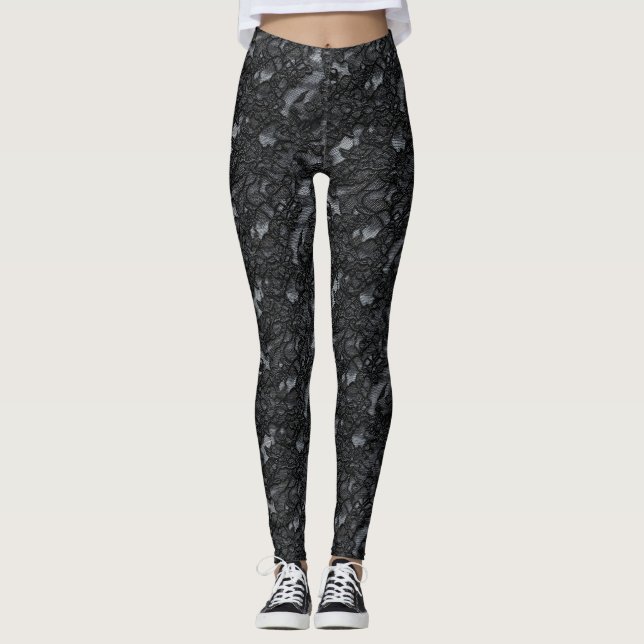 Dark Pattern Black Lace Leggings (Front)