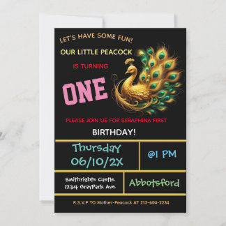 Dark Peacock Birthday Celebration - 1 Year! Invitation