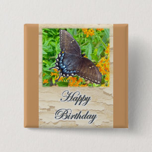 Dark Phase Tiger Swallowtail Butterfly Birthday 15 Cm Square Badge