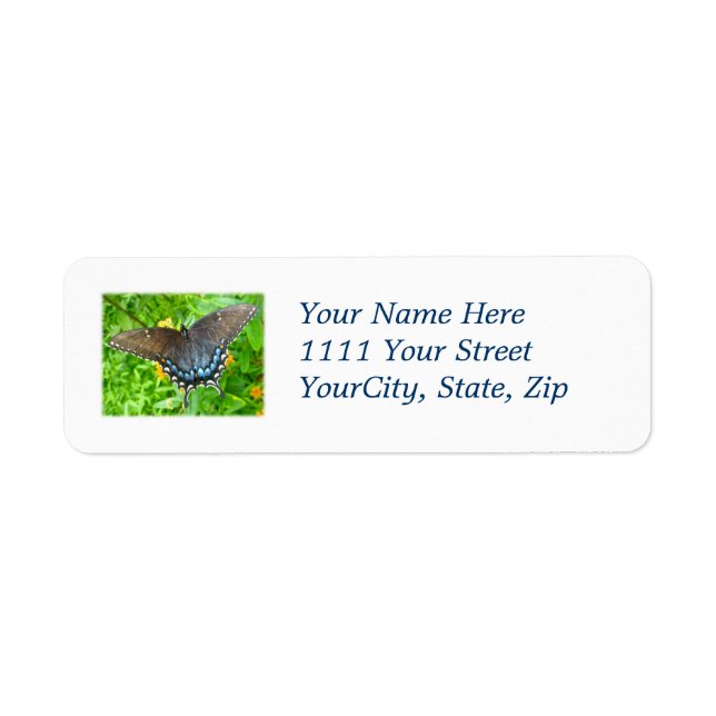 Dark Phase Tiger Swallowtail Butterfly Label (Front)