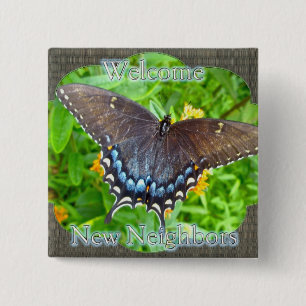 Dark Phase Tiger Swallowtail Welcome Neighbour 15 Cm Square Badge