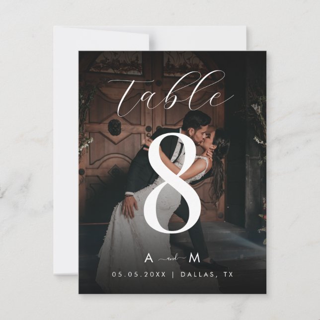 Dark Photo 4.25 x 5.5 Wedding Table Number (Front)