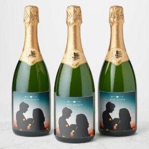 Dark Photo   Engagement    Sparkling Wine Label