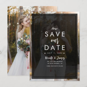 Dark Photo Tint Overlay Modern Save the Date Invitation