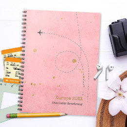 Dark Pink Aeroplane Name Gold Spots Travel Journal