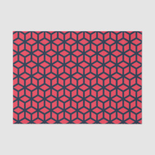 Dark Pink Blue Geometric Pattern Tissue Paper