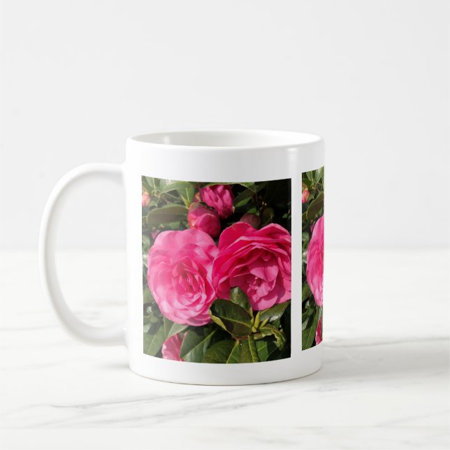 Dark Pink Camellia  Coffee Mug (Left)