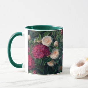 Dark Pink Camellias & White Rhododendrons Mug