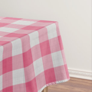 Dark Pink Checkered gingham Plaid Tablecloth