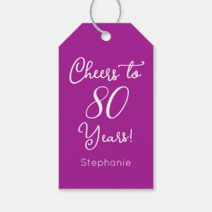 Dark Pink Cheers to 80 Years Birthday Favour Gift Tags