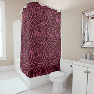 Dark Pink Circles Shower Curtain