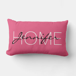 Dark pink colour home monogram lumbar cushion