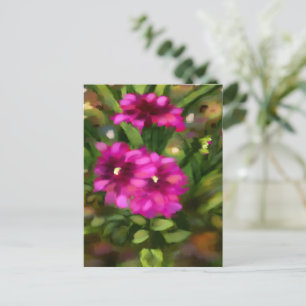 Dark Pink Dahlia Floral Flowers Flower Green Postcard