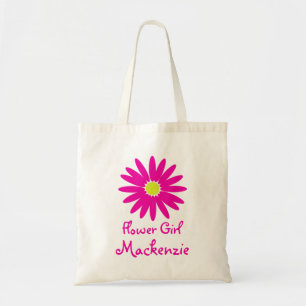 Dark Pink Daisy with Customisable Text Tote Bag