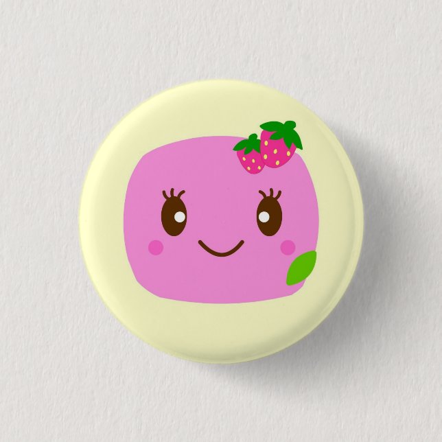 dark pink dumpling strawberry 3 cm round badge (Front)