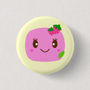 dark pink dumpling strawberry 3 cm round badge
