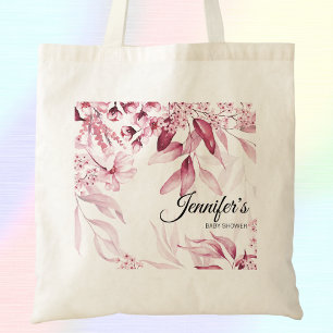 Dark Pink Elegant Fine Art Florals Baby Shower Tote Bag