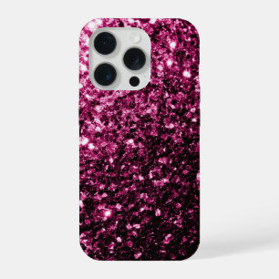 Dark pink faux glitter sparkles bling iPhone 15 pro case