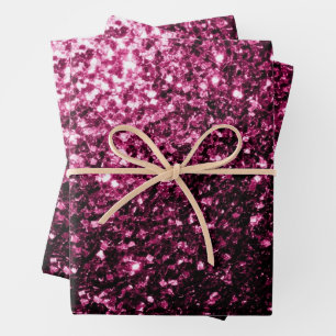 Dark pink faux glitter sparkles bling wrapping paper sheet