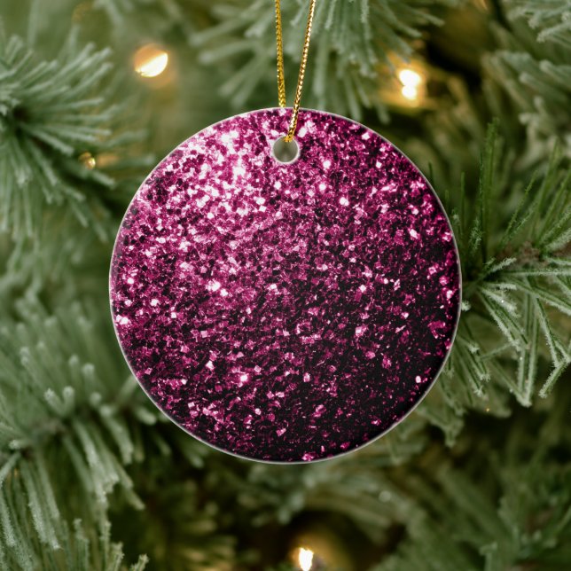 Dark Pink faux shiny glitter sparkles Ceramic Tree Decoration (Tree)