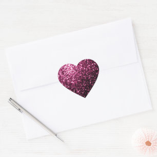 Dark Pink faux shiny glitter sparkles Heart Sticker