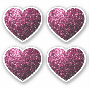 Dark Pink faux shiny glitter sparkles Hearts
