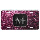 Dark Pink faux shiny glitter sparkles Monogram