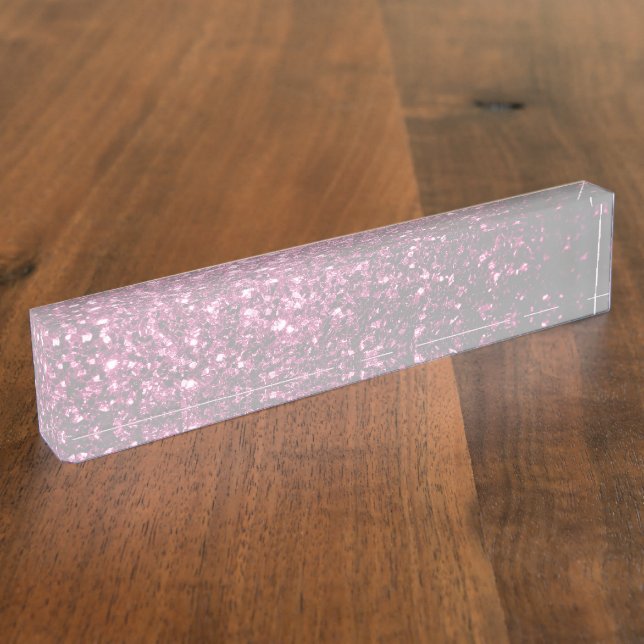 Dark Pink faux shiny glitter sparkles Nameplate (Side)