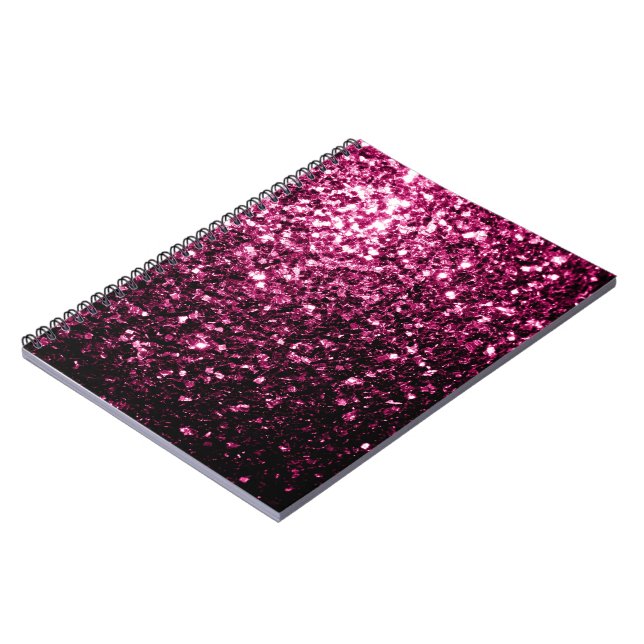 Dark Pink faux shiny glitter sparkles Notebook (Left Side)