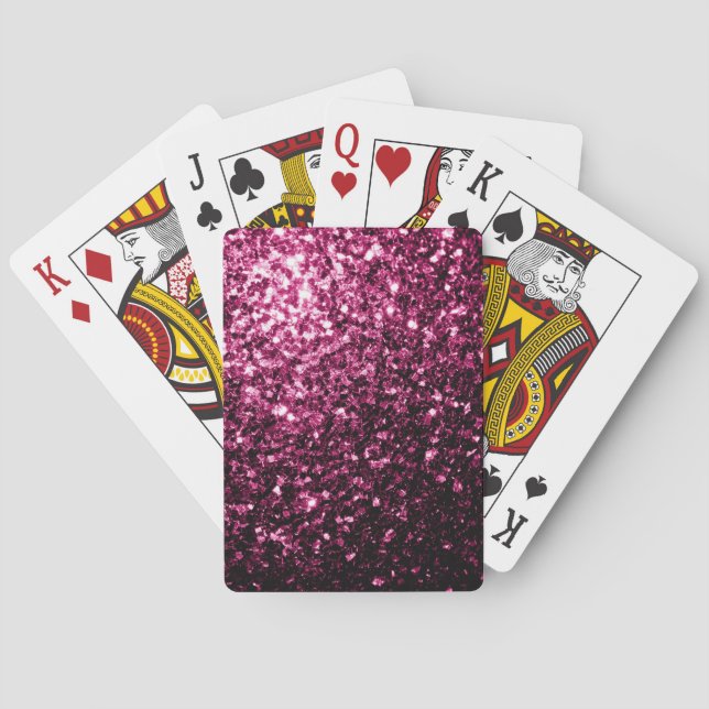 Dark Pink faux shiny glitter sparkles Playing Cards (Back)
