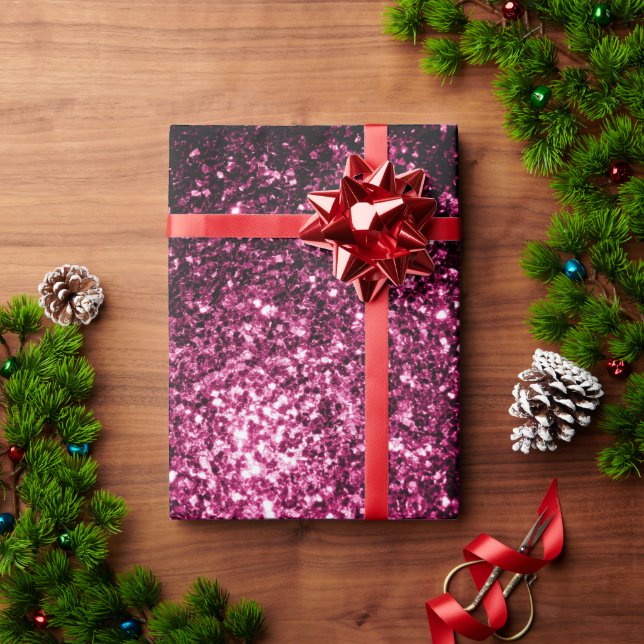 Dark Pink faux shiny glitter sparkles Wrapping Paper (Holiday Gift)