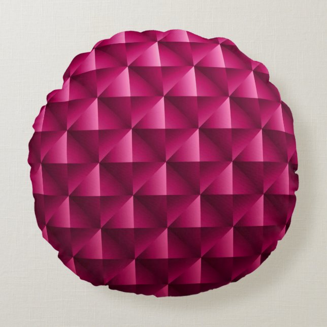 Dark pink Geometric grid Carbon fiber background M Round Cushion (Front)