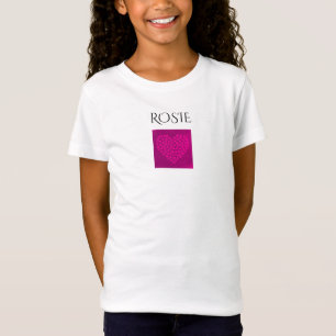 Dark pink heart girl's jersey t-shirt, custom name T-Shirt