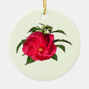 Dark Pink Hibiscus Ceramic Tree Decoration
