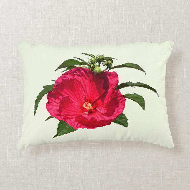 Dark Pink Hibiscus Decorative Cushion (Front)