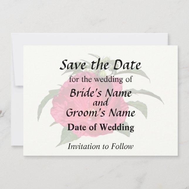 Dark Pink Hibiscus Save The Date (Front)