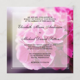 Dark Pink Hydrangea Wedding Invitation