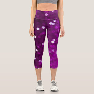 Dark Pink Magenta Fuchsia Sparkly Bokeh Abstract Capri Leggings