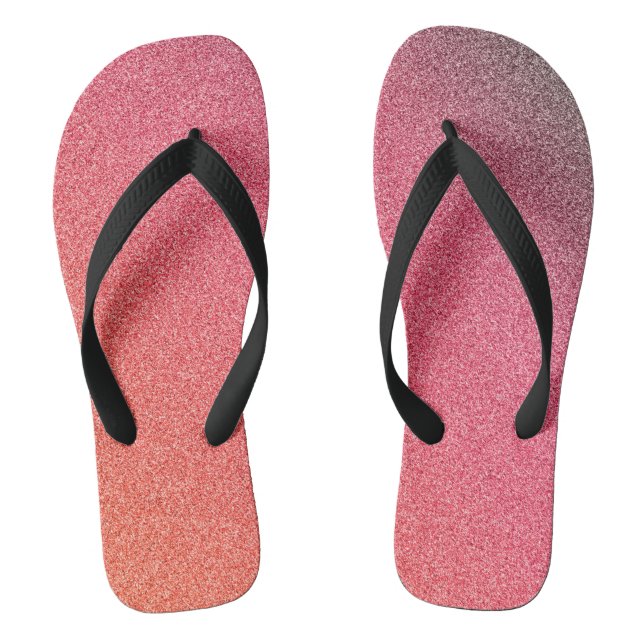 Dark-Pink-Orange Gradient Glitters, Pair of Jandals (Footbed)