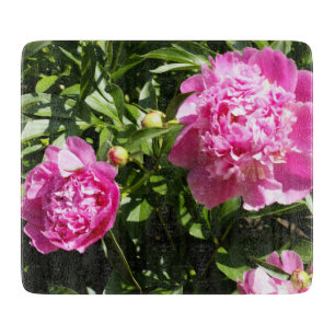Dark pink peonies cutting board