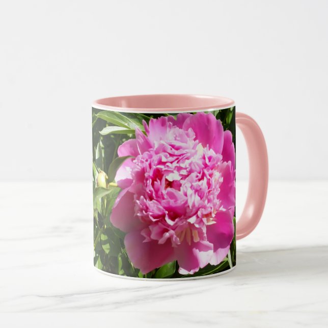 Dark pink peonies  mug (Front Right)