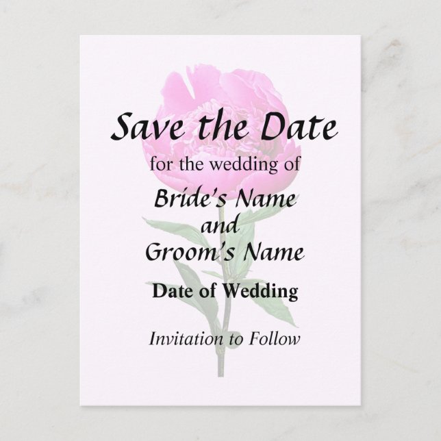 Dark Pink Peony Announcement Postcard (Front)